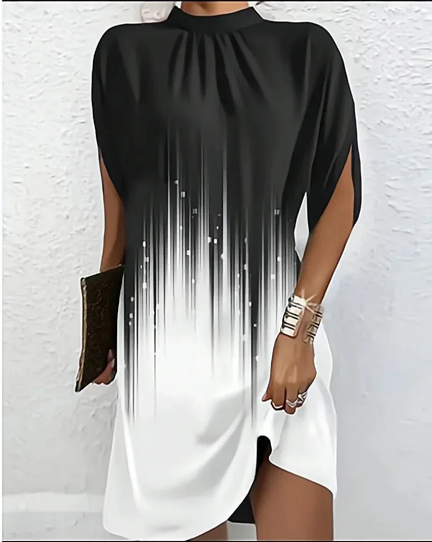 Women's Mock Neck Cape Sleeve Mini Dress – Effortless Style