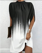 Women's Mock Neck Cape Sleeve Mini Dress – Effortless Style