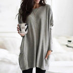 Women's Oversized Tunic Top with Pockets | Casual Long Sleeve Comfort