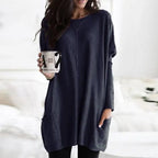 Women's Oversized Tunic Top with Pockets | Casual Long Sleeve Comfort