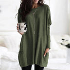Women's Oversized Tunic Top with Pockets | Casual Long Sleeve Comfort