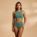 Women's Tropical High Neck High Waisted Bikini Swimsuit