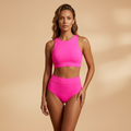 Women's Tropical High Neck High Waisted Bikini Swimsuit