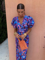 Women's V-Neck Bodycon Midi Dress