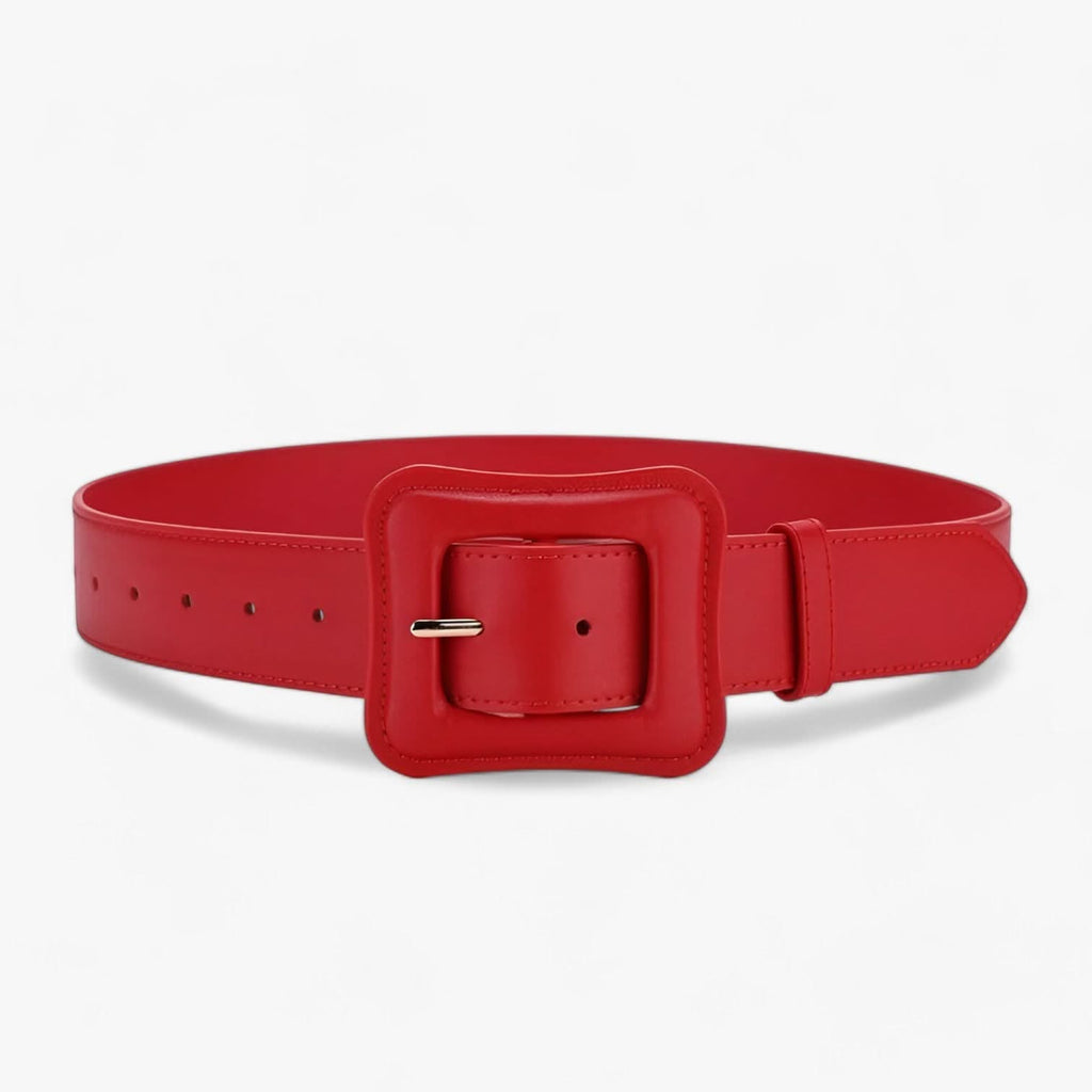 Women's Vintage High-Waist Wide Leather Belt with Adjustable Buckle