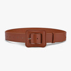 Women's Vintage High-Waist Wide Leather Belt with Adjustable Buckle