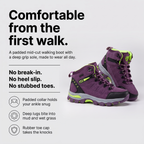 Women's Walking Boots - Hiking Boots for Women - Mid Cut Lace Up