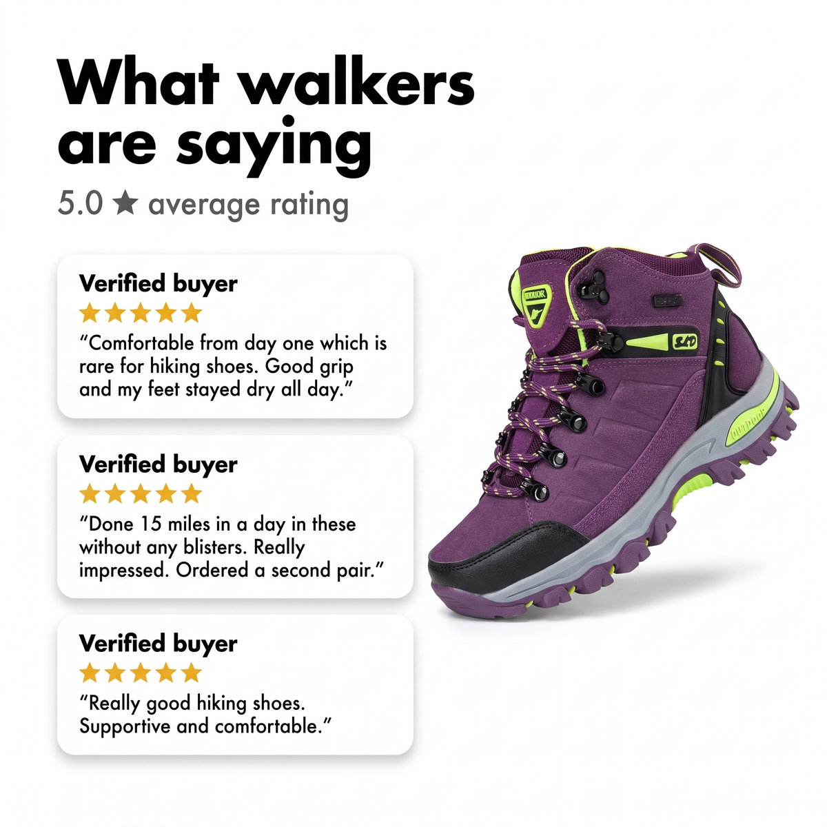 Women's Walking Boots - Hiking Boots for Women - Mid Cut Lace Up