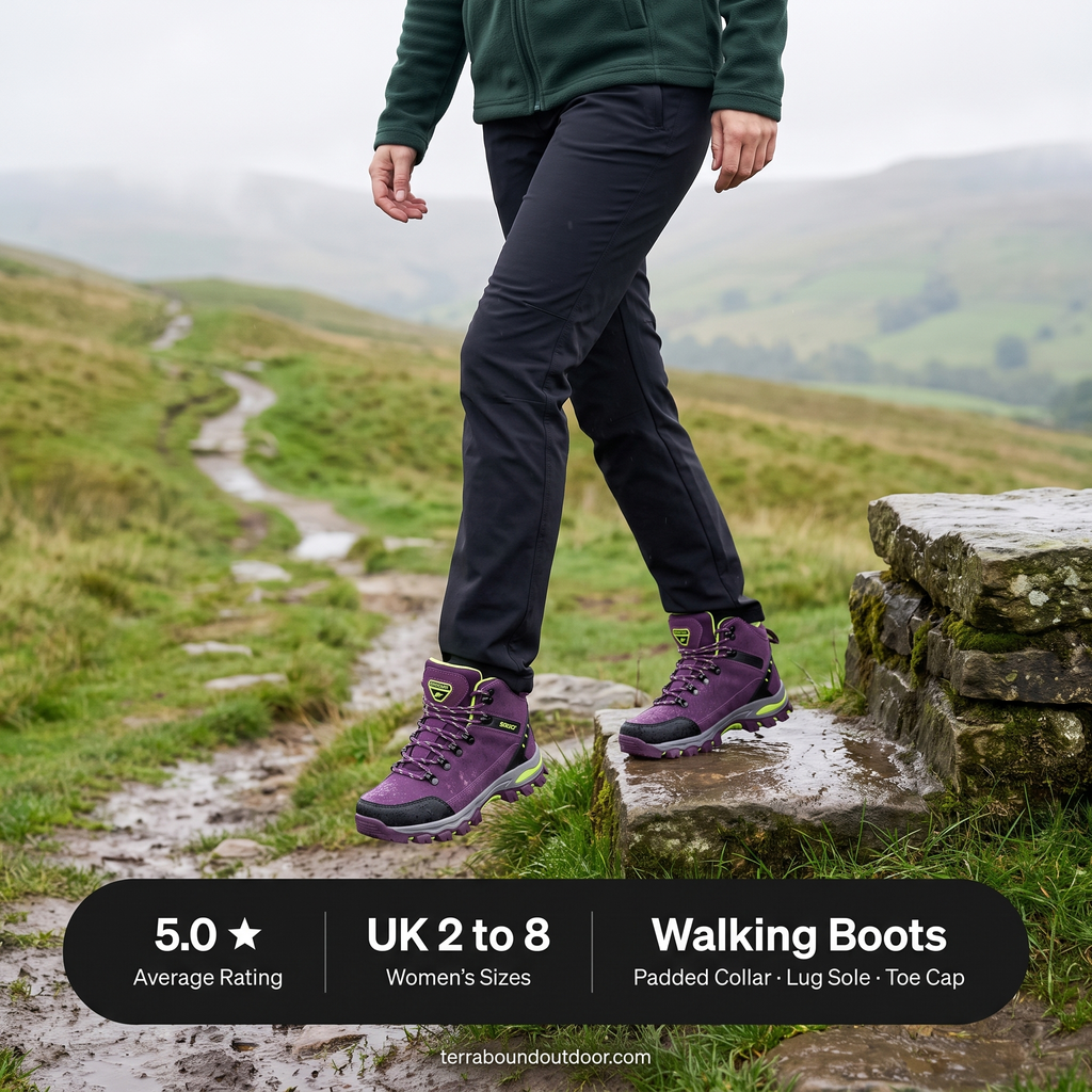 Women's Walking Boots - Hiking Boots for Women - Mid Cut Lace Up