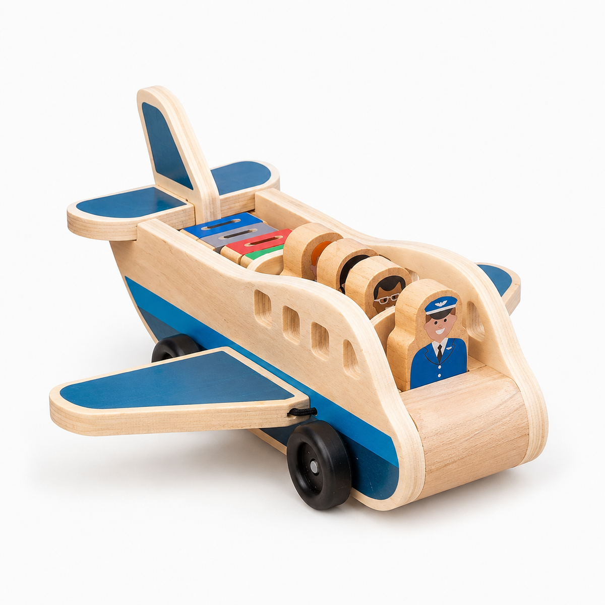 Wooden Aeroplane Toy Toddler Montessori Push Pull