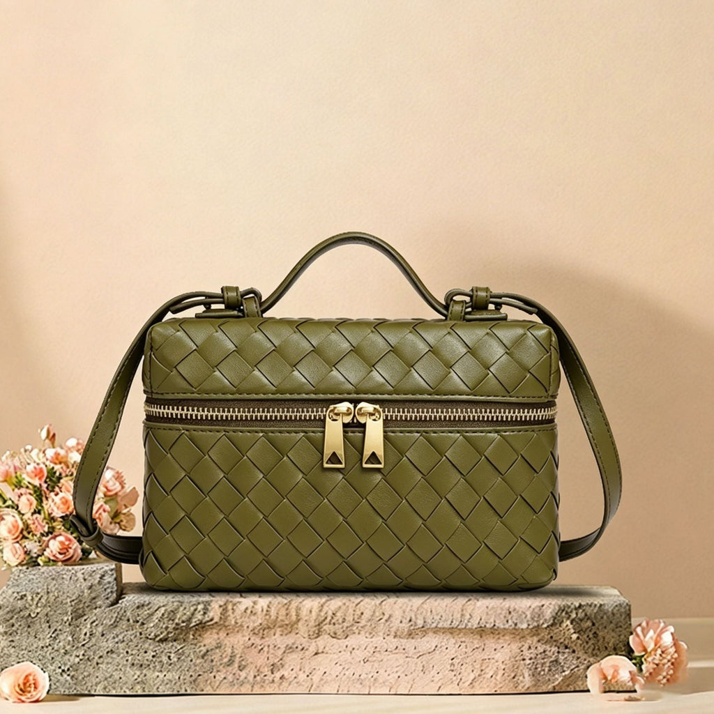 Woven Leather Cosmetic Case