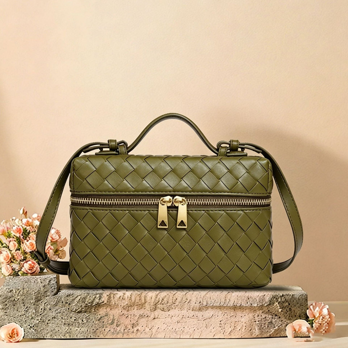 Woven Leather Cosmetic Case
