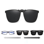 Polarised flip-up clip-on sunglasses for prescription glasses