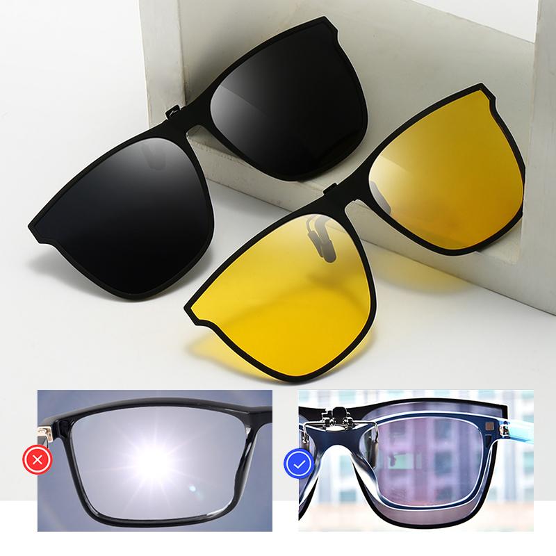Polarised flip-up clip-on sunglasses for prescription glasses