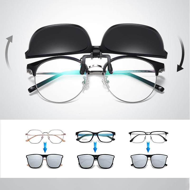 Polarised flip-up clip-on sunglasses for prescription glasses