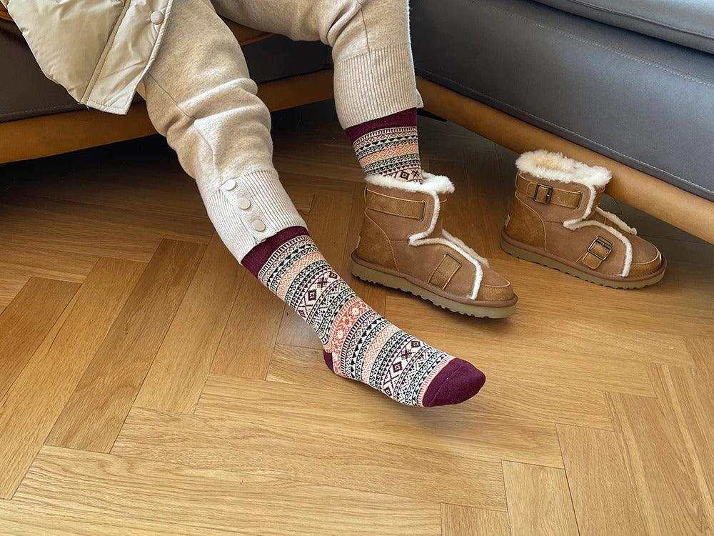 Thermal winter socks in a wool blend with Nordic pattern, 5 pairs