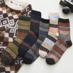 Thermal winter socks in a wool blend with Nordic pattern, 5 pairs