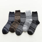 Thermal winter socks in a wool blend with Nordic pattern, 5 pairs