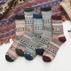 Thermal winter socks in a wool blend with Nordic pattern, 5 pairs