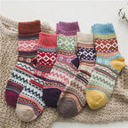 Thermal winter socks in a wool blend with Nordic pattern, 5 pairs