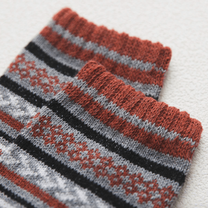 Thermal winter socks in a wool blend with Nordic pattern, 5 pairs