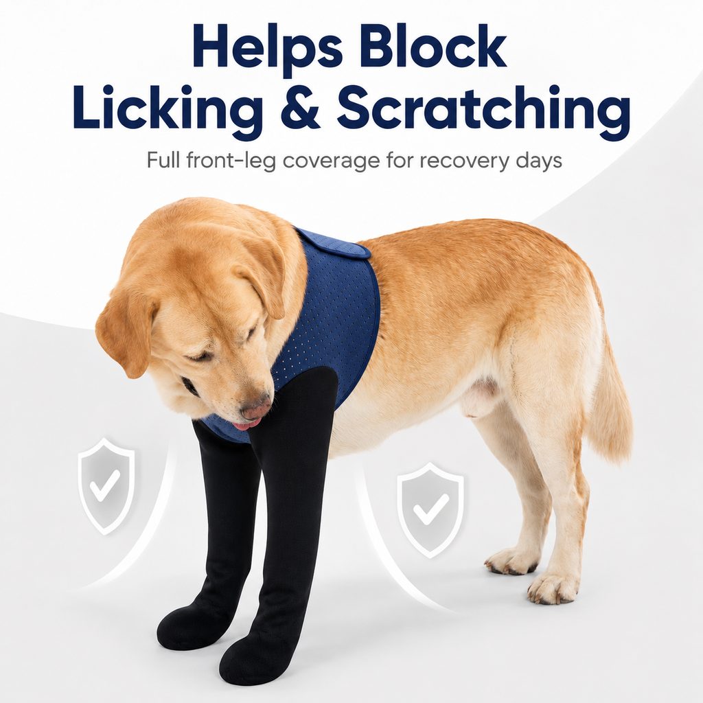 PawGuard Dual Front Leg Recovery Sleeves for Dogs - Cone-Free Anti-Lick Protection for Post-Surgery, Scratching & Sensit