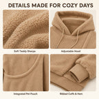 Pet Carrier Sherpa Hoodie for Small Dogs & Cats – Cozy Front Pouch Sweatshirt for Walks, Errands & Home Cuddles – Keeps 