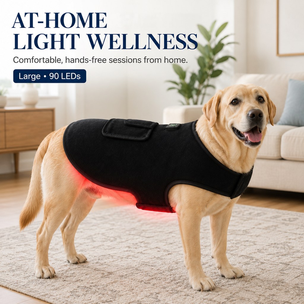 Pet Red Light Therapy Vest for Dogs & Cats – 660nm + 850nm Near-Infrared for Back, Hip, Joint & Muscle Comfort – USB or 