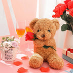 Plush Toy Valentine Bear Soft Rose Holding Soft Toy Gift