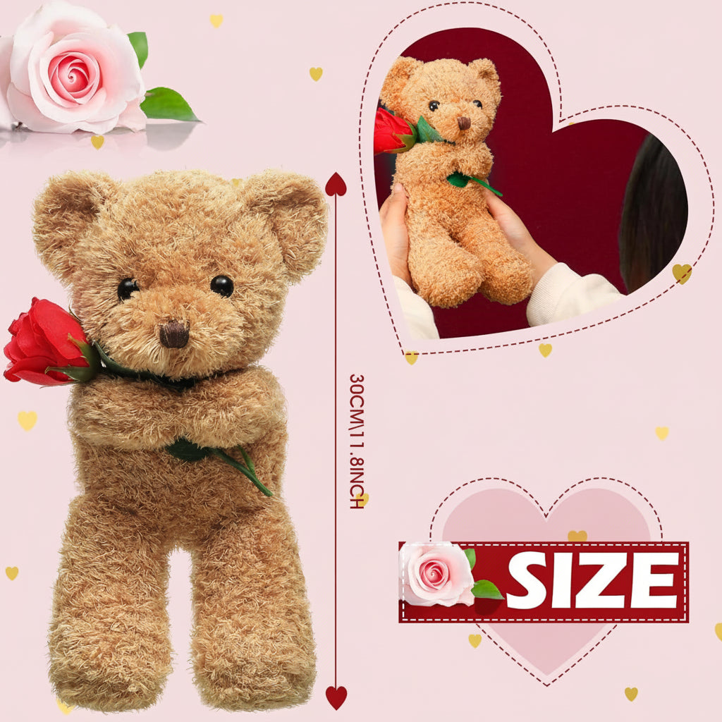 Plush Toy Valentine Bear Soft Rose Holding Soft Toy Gift
