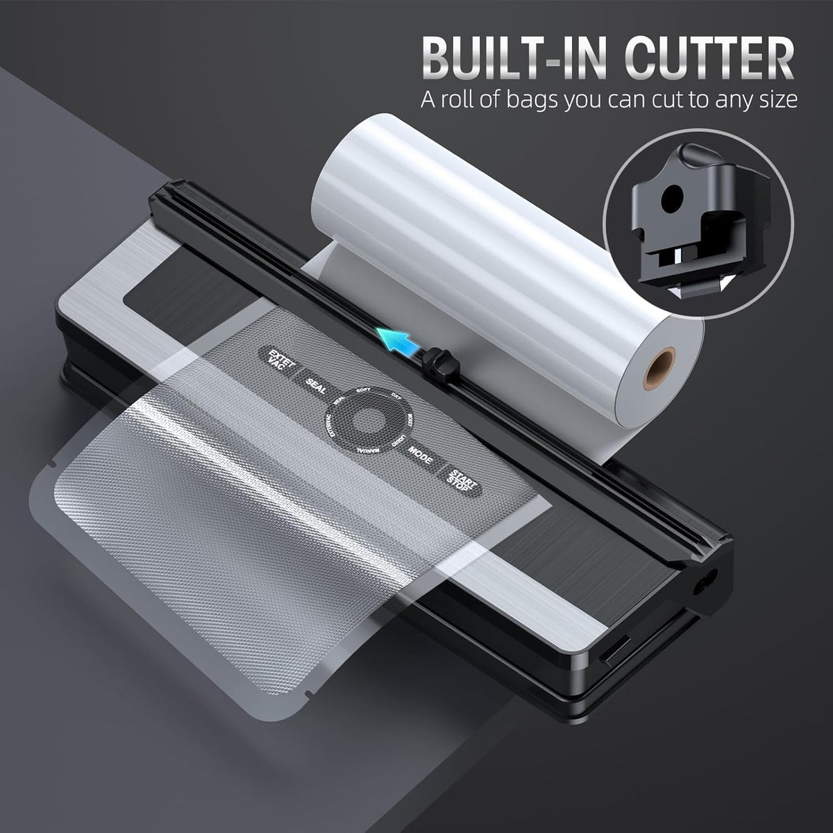 Professional 8-in-1 Vacuum Sealer | Integrated Precision Cutter | Modes for Dry & Moist Foods | Airtight LED Sealing Sys