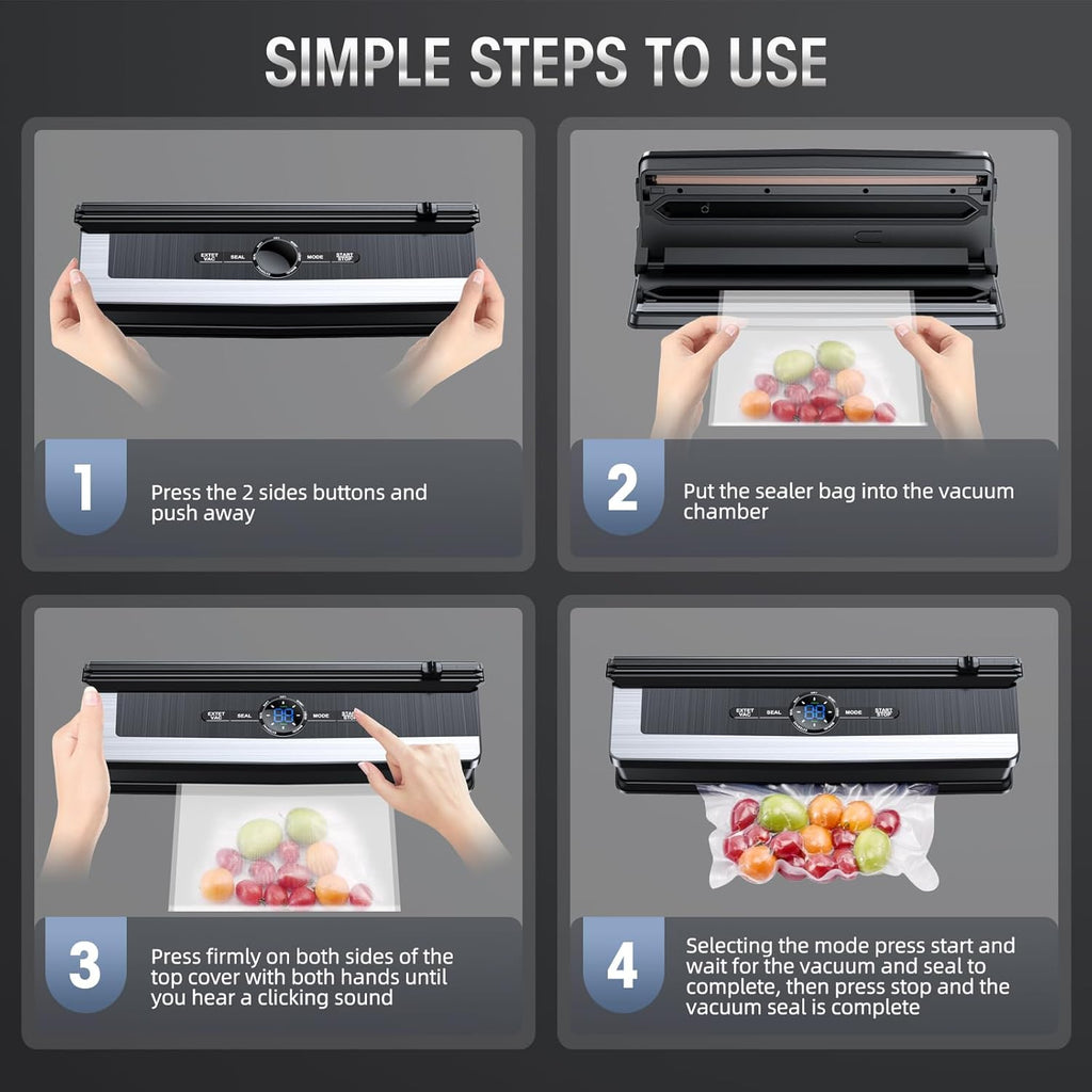 Professional 8-in-1 Vacuum Sealer | Integrated Precision Cutter | Modes for Dry & Moist Foods | Airtight LED Sealing Sys