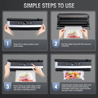Professional 8-in-1 Vacuum Sealer | Integrated Precision Cutter | Modes for Dry & Moist Foods | Airtight LED Sealing Sys