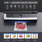 Professional 8-in-1 Vacuum Sealer | Integrated Precision Cutter | Modes for Dry & Moist Foods | Airtight LED Sealing Sys