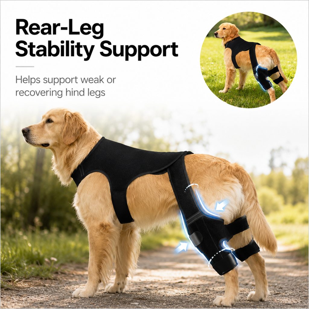 RearGuard Dog Rear Leg Support Brace - Anti-Slip Hind Leg Stability Wrap for Senior Dogs, Hardwood Floors & Recovery Wal