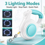 Rechargeable Light-Up Retractable Dog Leash for Night Walks - Helps Small Dogs Stay Visible & Easy to Control