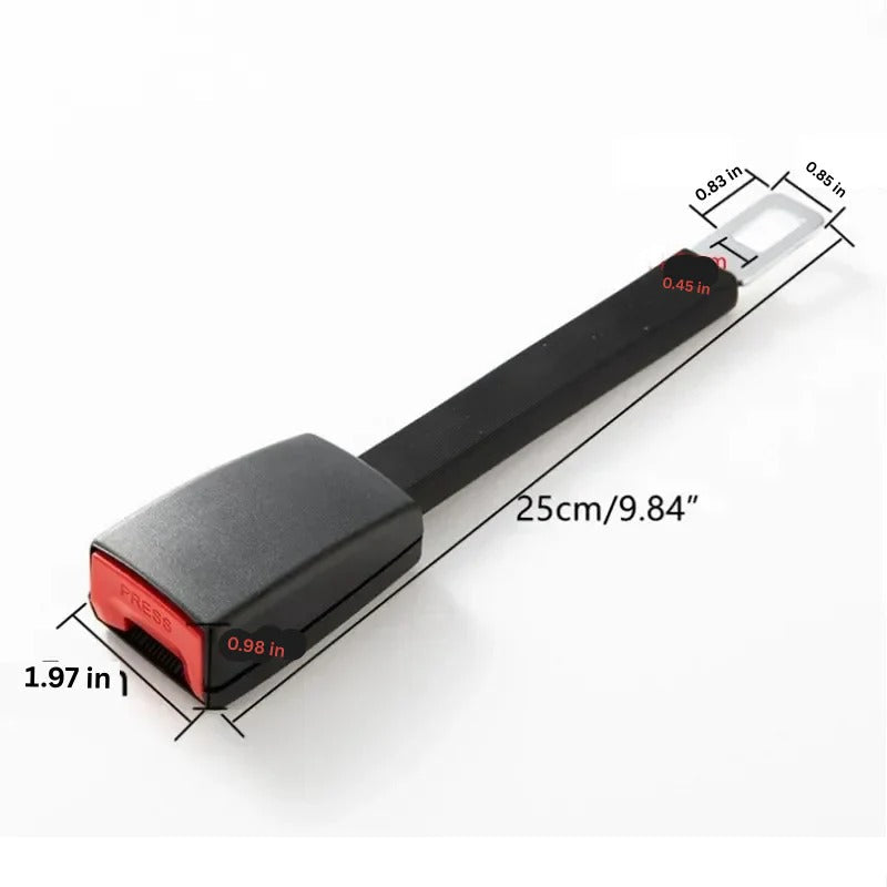Seat Belt Extender with 28 cm Rigid Stem and Upright Buckle Reach, Toolless Click-In