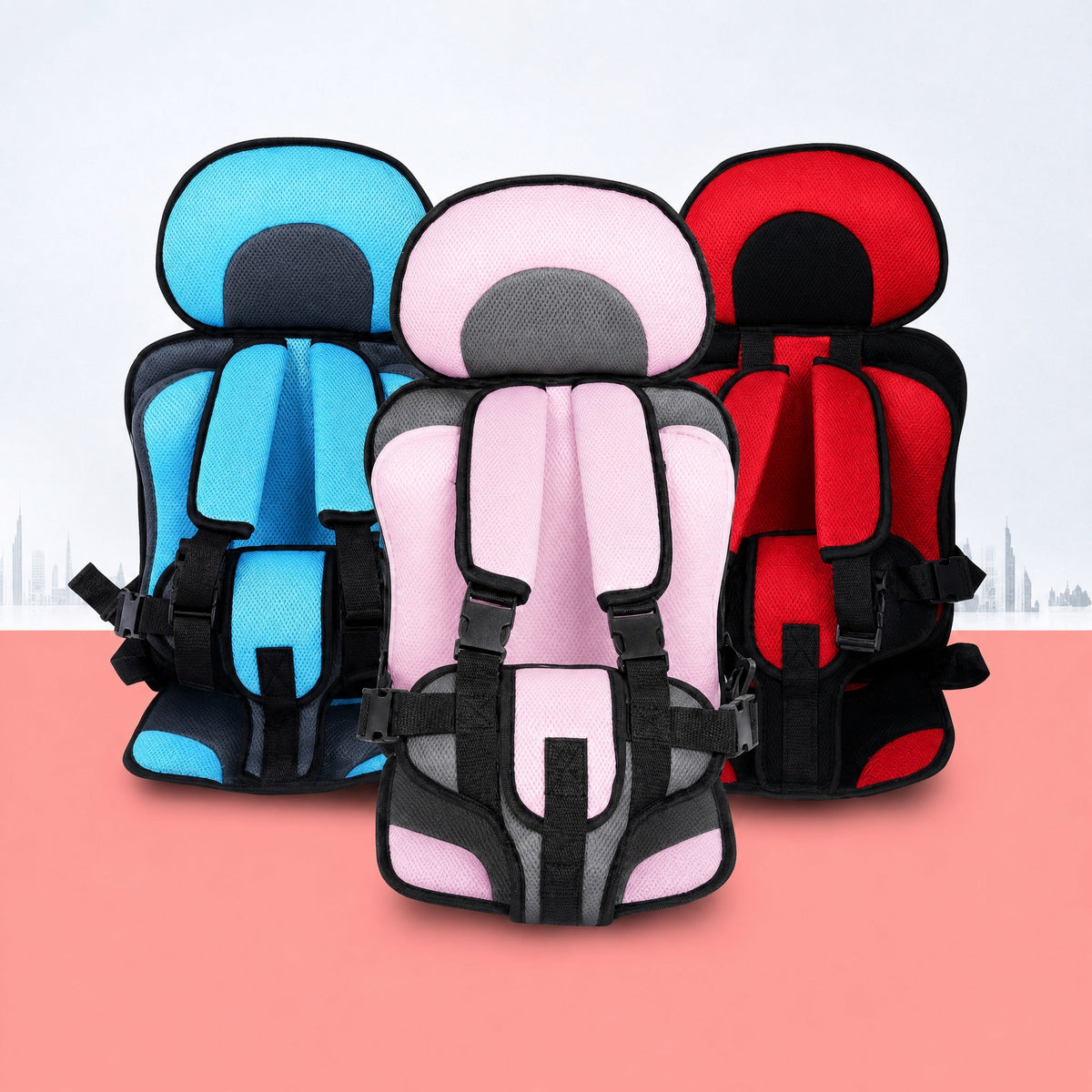 Portable fabric car seat with 5-point harness