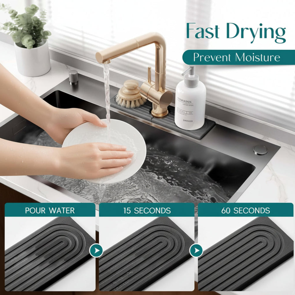 Sink Mat Diatomite Stone Tap Drying Tray Kitchen Worktop