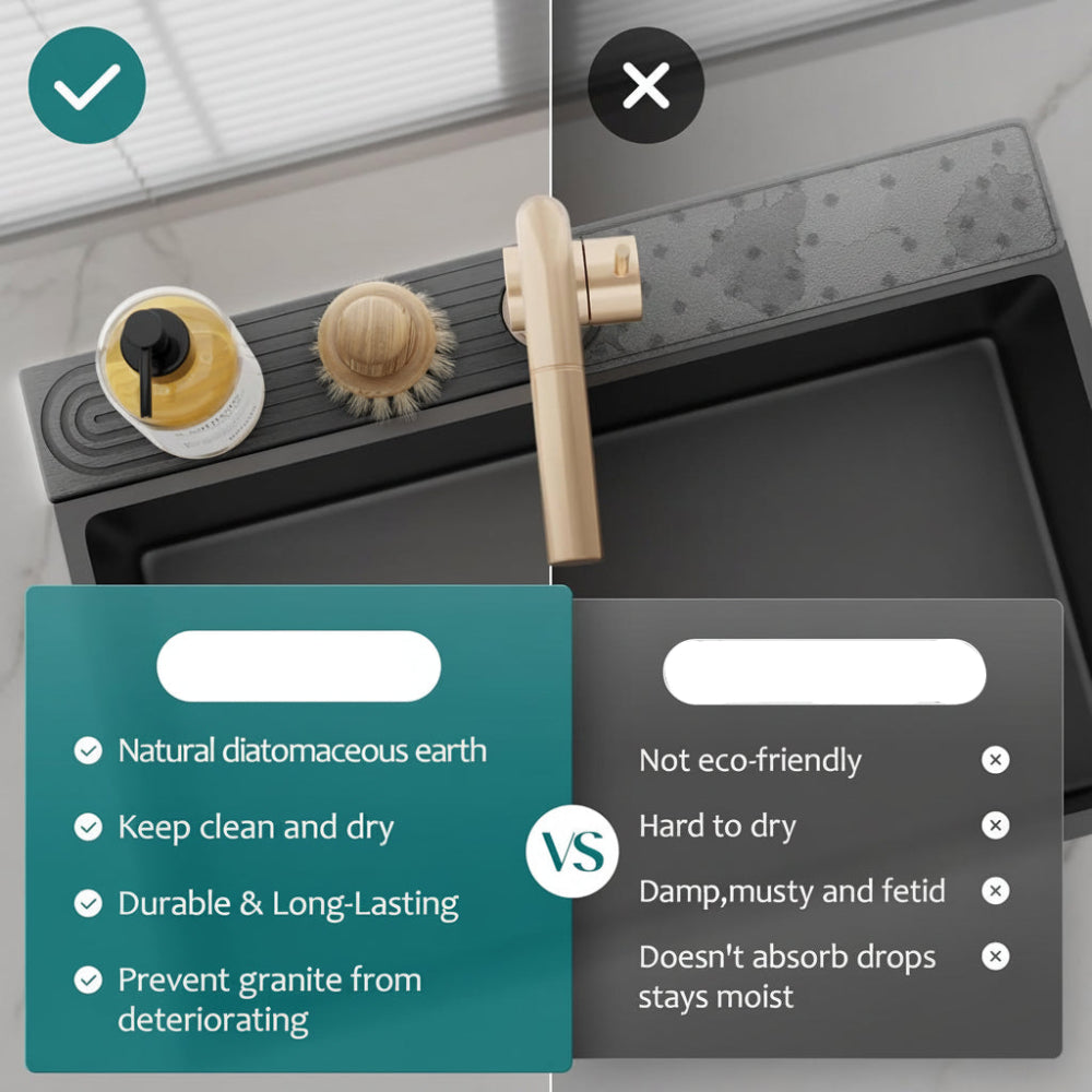 Sink Mat Diatomite Stone Tap Drying Tray Kitchen Worktop