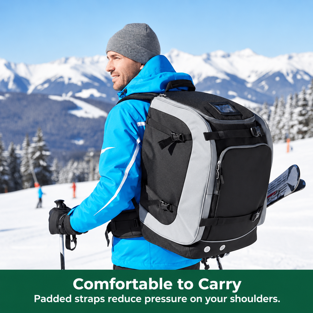 Ski Rucksack 65L | Ski boot bag with helmet compartment & goggle compartment | Oxford fabric, adjustable shoulder straps