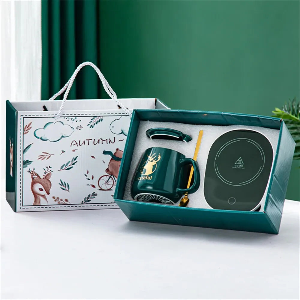 Smart Ceramic Mug Heater Cup Coaster Warmer Thermostat Coffee Heating Electric Mug Set Milk Tea Heating Water Home Offic