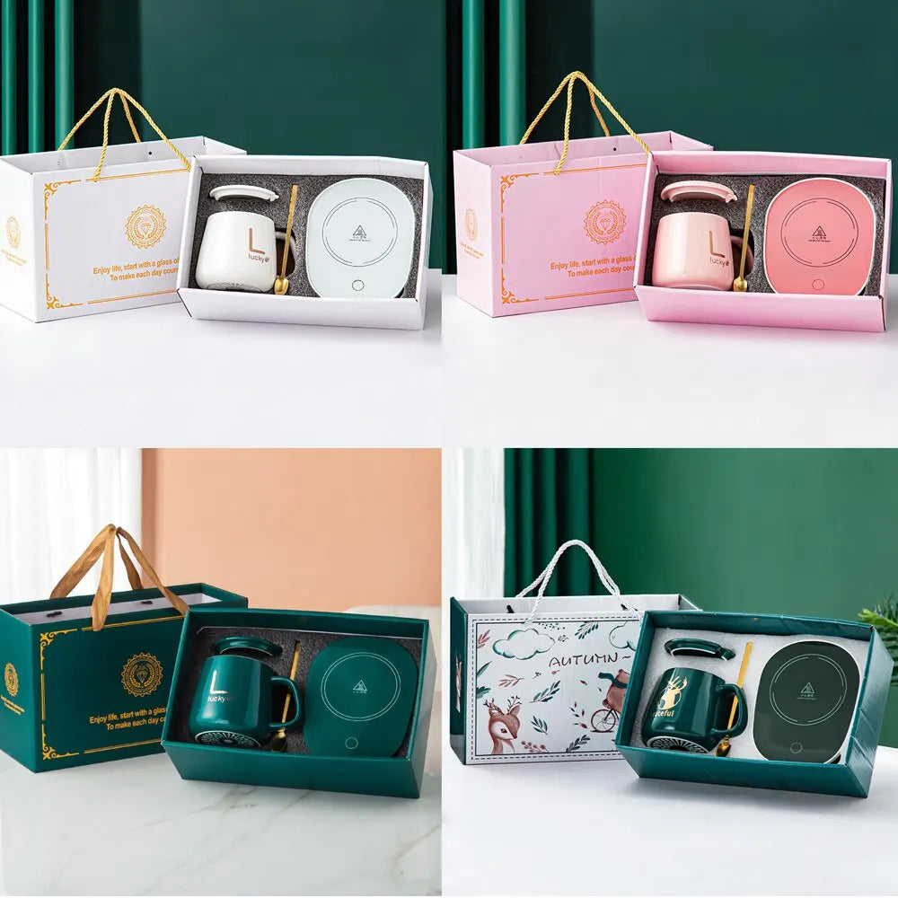Smart Ceramic Mug Heater Cup Coaster Warmer Thermostat Coffee Heating Electric Mug Set Milk Tea Heating Water Home Offic