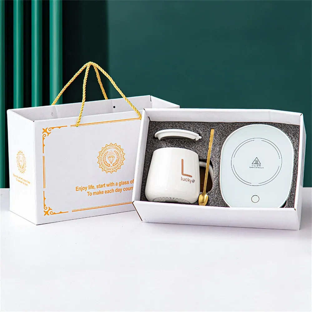 Smart Ceramic Mug Heater Cup Coaster Warmer Thermostat Coffee Heating Electric Mug Set Milk Tea Heating Water Home Offic