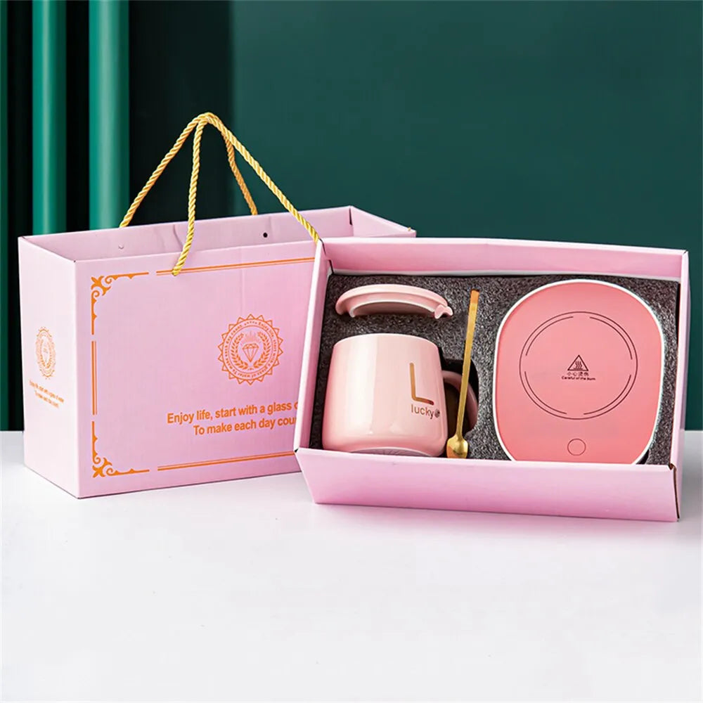 Smart Ceramic Mug Heater Cup Coaster Warmer Thermostat Coffee Heating Electric Mug Set Milk Tea Heating Water Home Offic