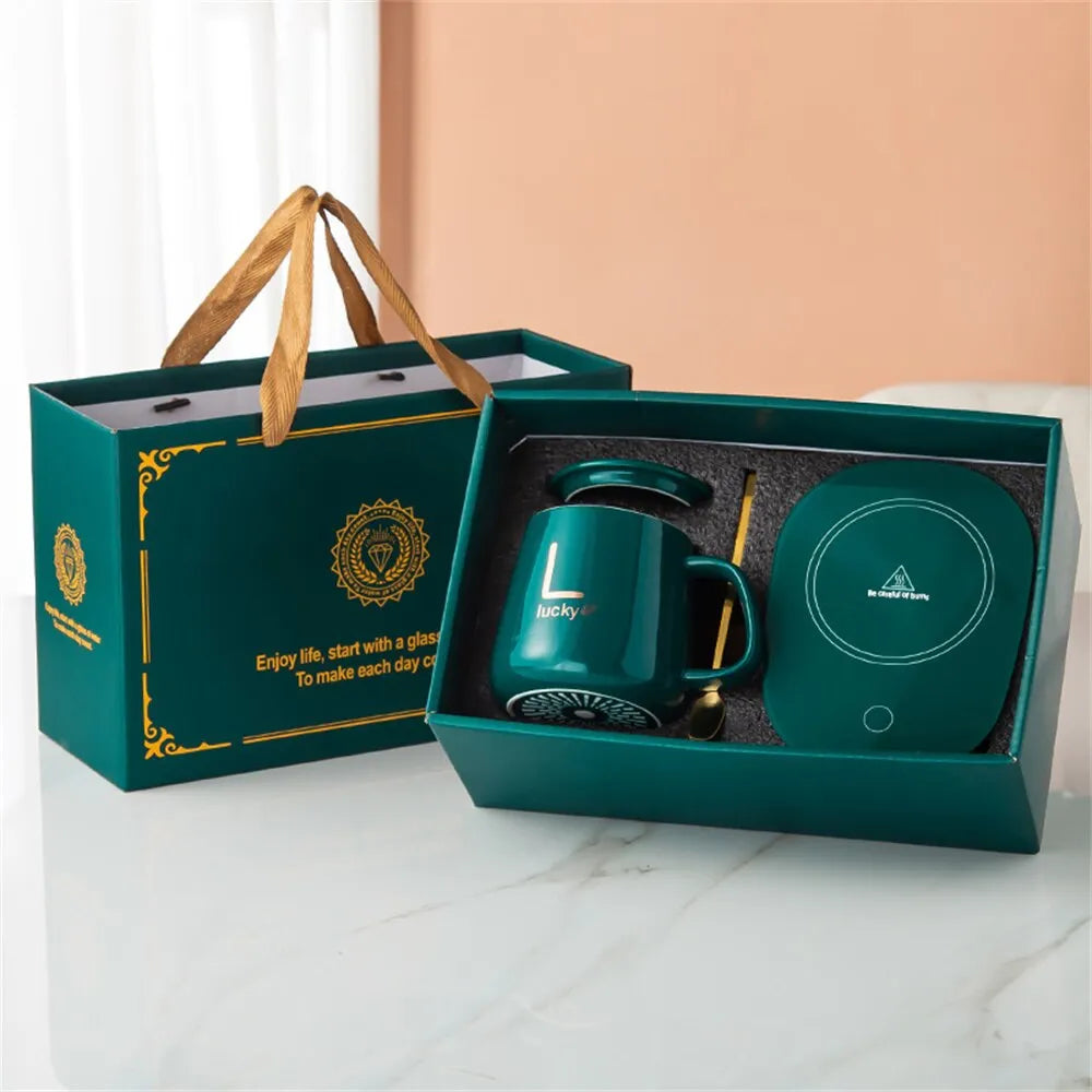 Smart Ceramic Mug Heater Cup Coaster Warmer Thermostat Coffee Heating Electric Mug Set Milk Tea Heating Water Home Offic
