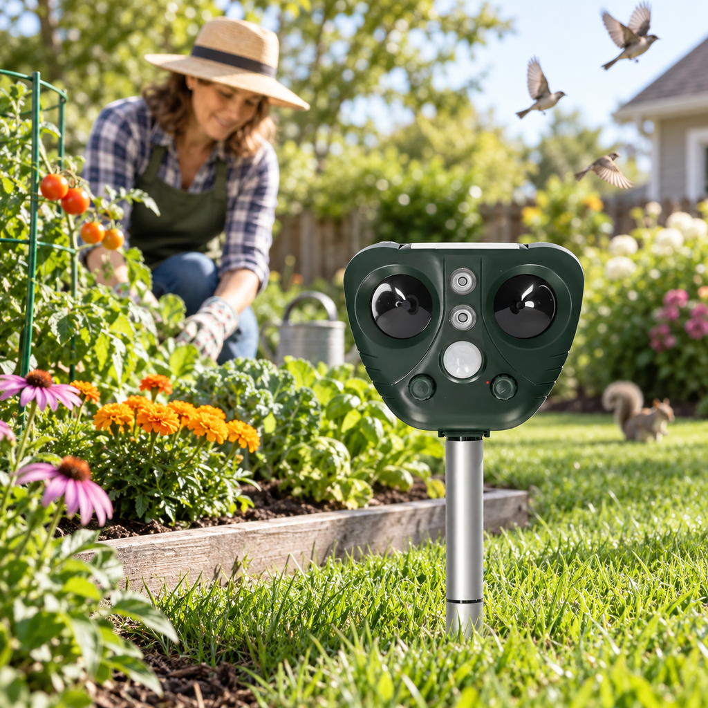 Solar Ultrasonic Bird Repeller Outdoor Garden Yard Pest Control