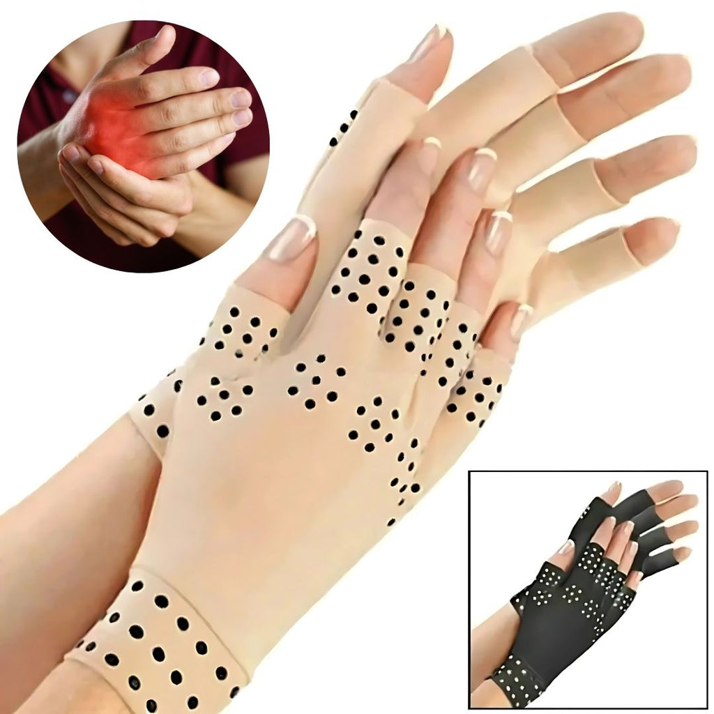 ThermaFlex Fingerless Arthritis Gloves | Magnetic Compression Gloves for Arthritis Pain Relief - Improved Circulation - 