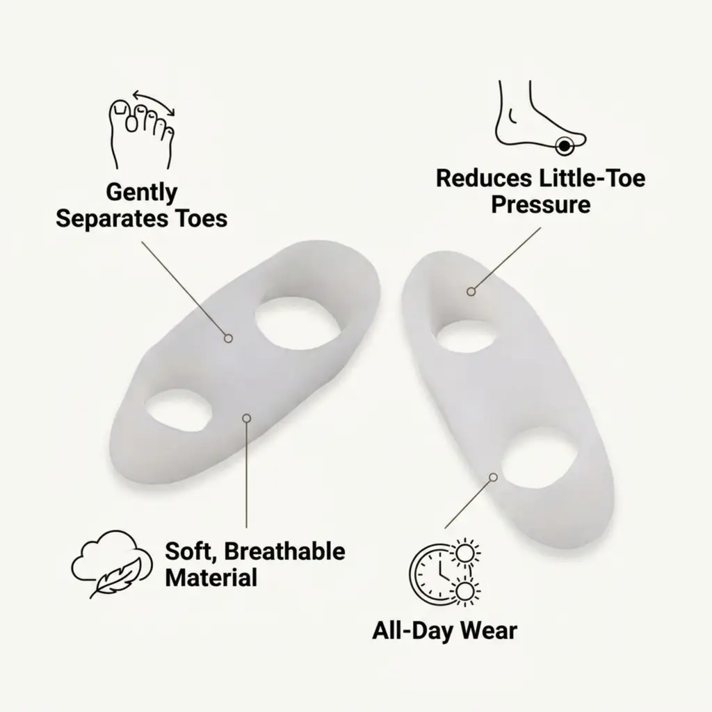 ToeGuard Orthopaedic Toe Spacers | Bunionette Corrector - Little Toe Straightener - for Bunions - Hammertoe and Toe Alig