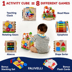 MINDBLOX – 8-in-1 Wooden Montessori Learning Cube for Toddlers with Educational Games